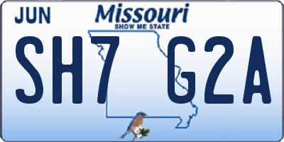 MO license plate SH7G2A