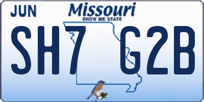 MO license plate SH7G2B