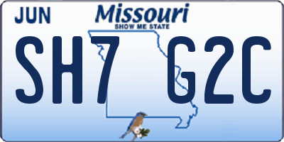 MO license plate SH7G2C