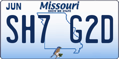 MO license plate SH7G2D