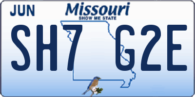 MO license plate SH7G2E