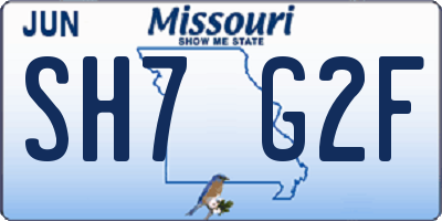 MO license plate SH7G2F
