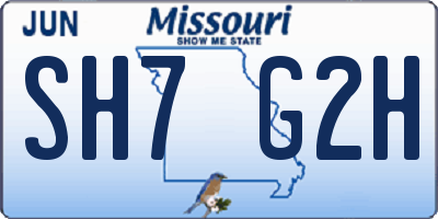 MO license plate SH7G2H