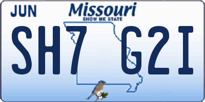 MO license plate SH7G2I