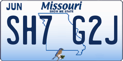 MO license plate SH7G2J