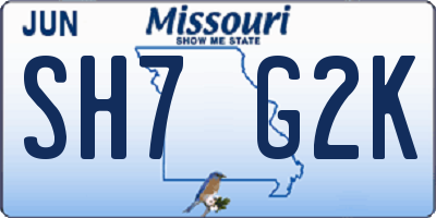 MO license plate SH7G2K