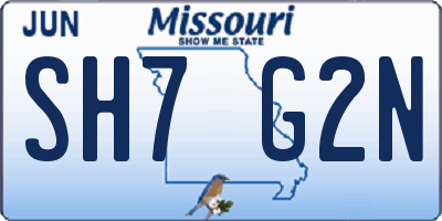 MO license plate SH7G2N