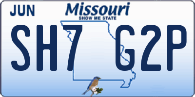 MO license plate SH7G2P