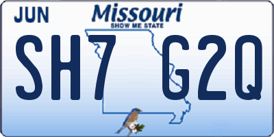 MO license plate SH7G2Q