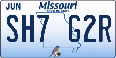 MO license plate SH7G2R