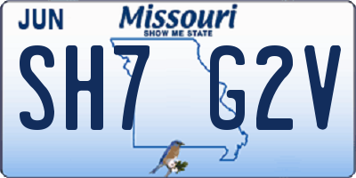 MO license plate SH7G2V