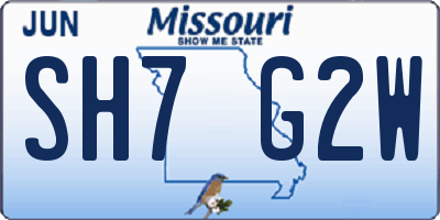 MO license plate SH7G2W