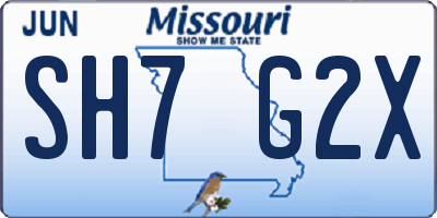 MO license plate SH7G2X