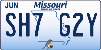 MO license plate SH7G2Y