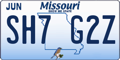 MO license plate SH7G2Z