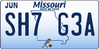 MO license plate SH7G3A