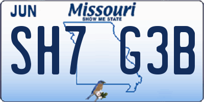 MO license plate SH7G3B