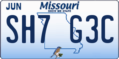 MO license plate SH7G3C