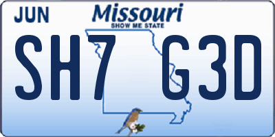 MO license plate SH7G3D