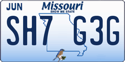 MO license plate SH7G3G