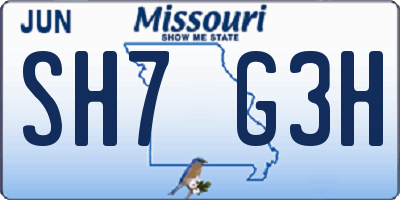 MO license plate SH7G3H