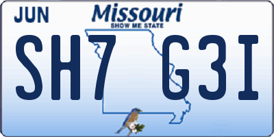 MO license plate SH7G3I