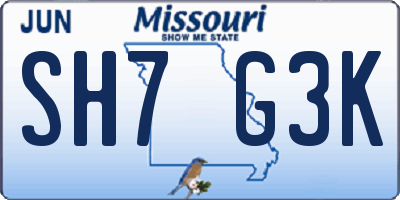 MO license plate SH7G3K