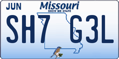 MO license plate SH7G3L