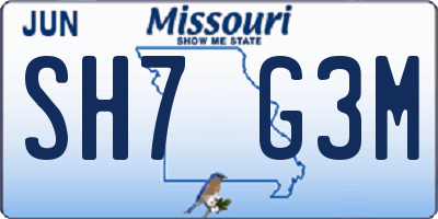 MO license plate SH7G3M