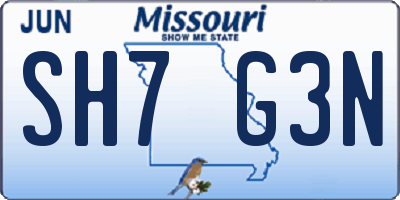 MO license plate SH7G3N