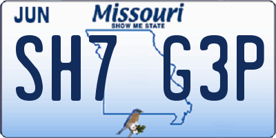 MO license plate SH7G3P