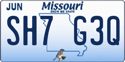 MO license plate SH7G3Q