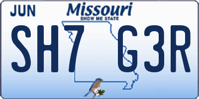 MO license plate SH7G3R