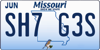 MO license plate SH7G3S