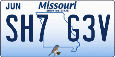 MO license plate SH7G3V
