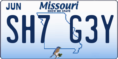 MO license plate SH7G3Y