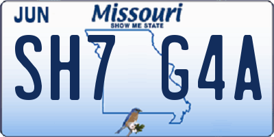 MO license plate SH7G4A