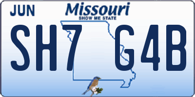 MO license plate SH7G4B