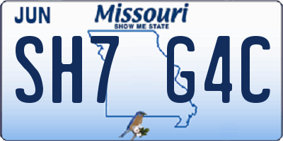 MO license plate SH7G4C