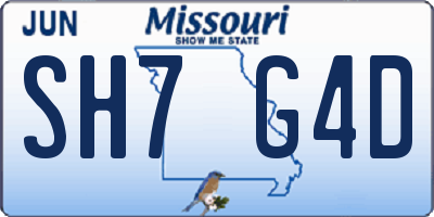 MO license plate SH7G4D