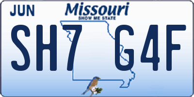 MO license plate SH7G4F