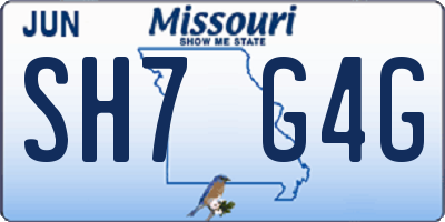 MO license plate SH7G4G