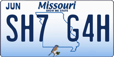 MO license plate SH7G4H