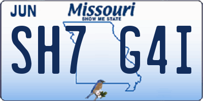 MO license plate SH7G4I