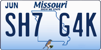 MO license plate SH7G4K