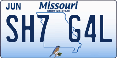 MO license plate SH7G4L