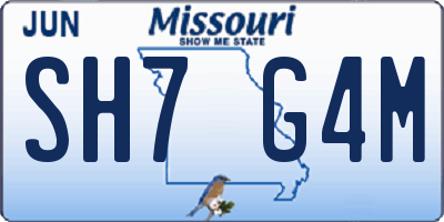 MO license plate SH7G4M