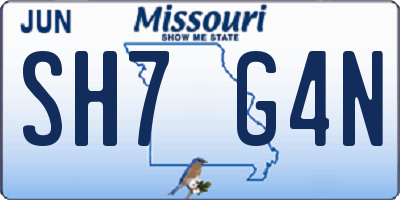 MO license plate SH7G4N