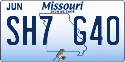 MO license plate SH7G4O