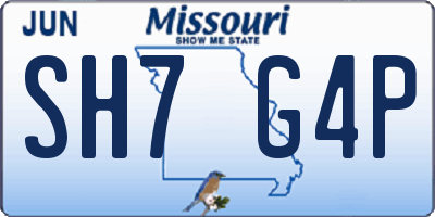 MO license plate SH7G4P